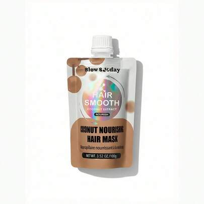 Mascarilla nutritiva de coco para el cabello, Domingo lento, Aceite de coco, Ingredientes ricos en proteínas, Proporciona hidratación intensa, Repone y fortalece el cabello, Apto para todo tipo de cabello, Buena opción para boda, vacaciones, playa, artículos esenciales de viaje, Regalos de Pascua, Adecuado para el cuidado del cabello en verano
