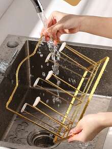 1pc Exquisite Gold Wrought Iron Reindeer Cup Holder/Drainer Rack. Perfect For Displaying Glassware, Mugs, Vacuum Insulated Cups, And Wine Glasses. A Central Decorative Piece, Suitable As A Holiday Gift For Home Kitchens, Living Rooms, Tea Rooms, Dining Rooms, Bars, And Cafes. Ideal For All Seasons. - Multicolor - View 5