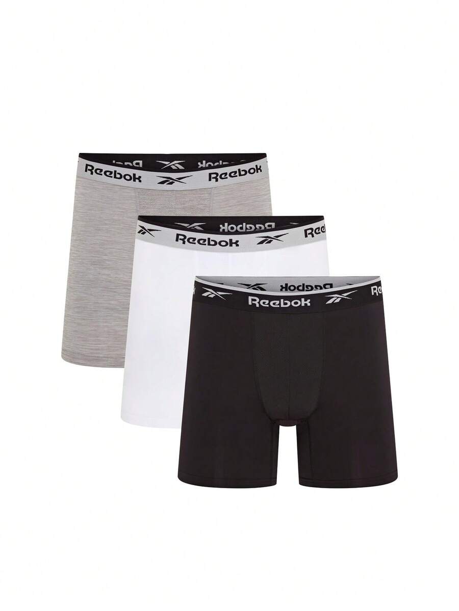 Reebok 3 paquete Men's Boxers - Black and White and Grey - Ver 1