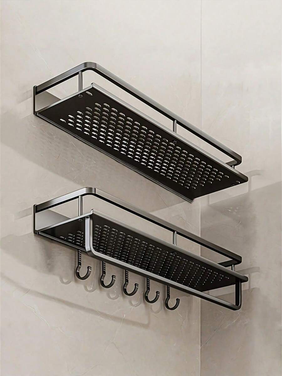 Wall-Mounted Storage Rack, Bathroom Corner Storage Rack, Bathroom Towel Bar Hook, Toilet Storage Tools, Shower Room Storage Rack, Bathroom Accessories, Suitable For Storing Items In Kitchens, Bathrooms, Balconies And Other Places. - Multicolor - View 1