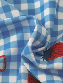 Swim Mod Women's Plaid & Strawberry Print Tie Front One-Piece Swimsuit - Multicolor - View 3