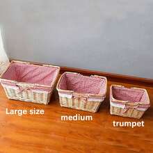 Keranjang Piknik Rotan Persegi, Keranjang Piknik Rotan Oval, Keranjang Buah, Keranjang Tangan Rotan Anyaman Tangan, Digunakan untuk Piknik, Belanja, Penyimpanan, Hadiah, Buah dan Sayuran, dll., Penyimpanan Praktis, Mudah Dibawa untuk Liburan - MultiWarna - View 2