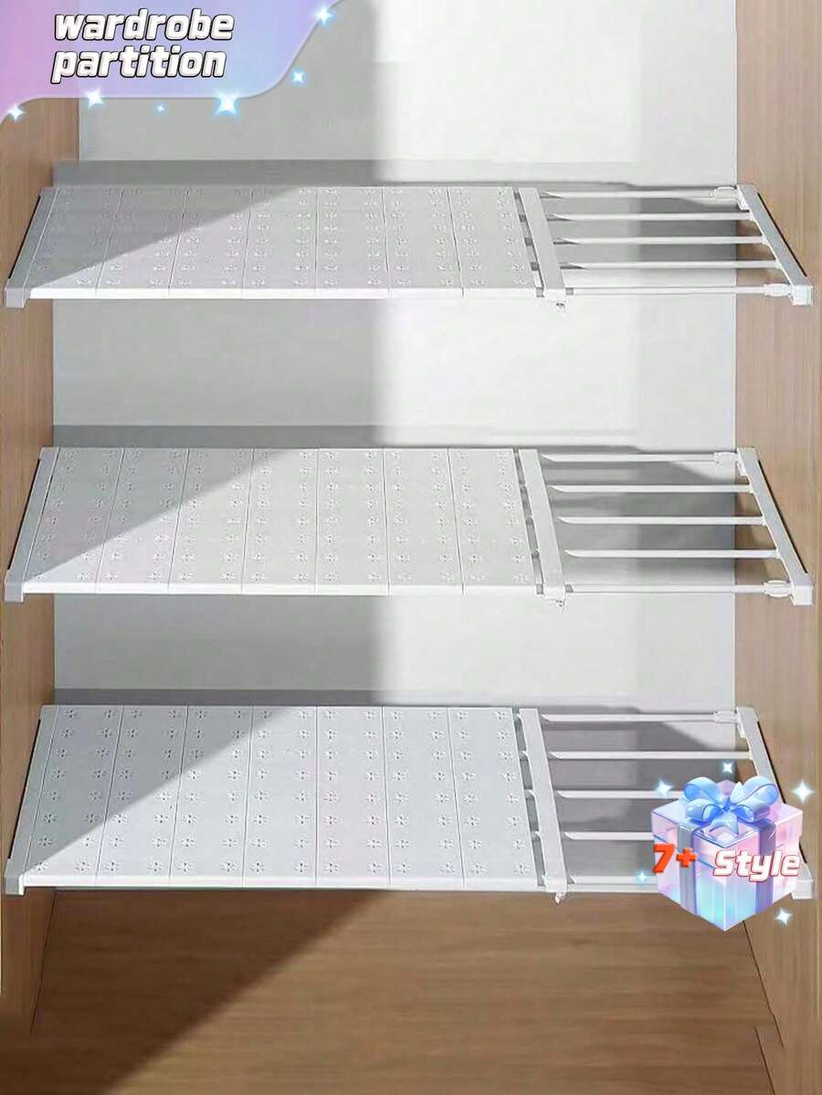 1 Estantería para armario, Estantería de almacenamiento de varios niveles, Gabinete de dormitorio extensible sin clavos, Estantería de almacenamiento para baño y cocina, Gabinete de almacenamiento, Estantería de almacenamiento de varios niveles - Multicolor - Ver 1