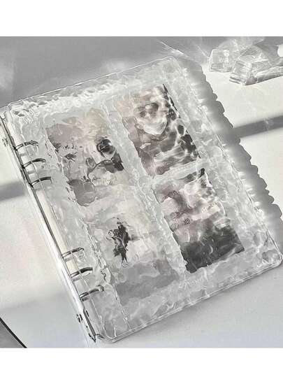 1 PC Water Ripple Transparent A5 Acrylic Storage Album, Four-Compartment, Three-Inch Card, Colorful Minimalist Photo Album