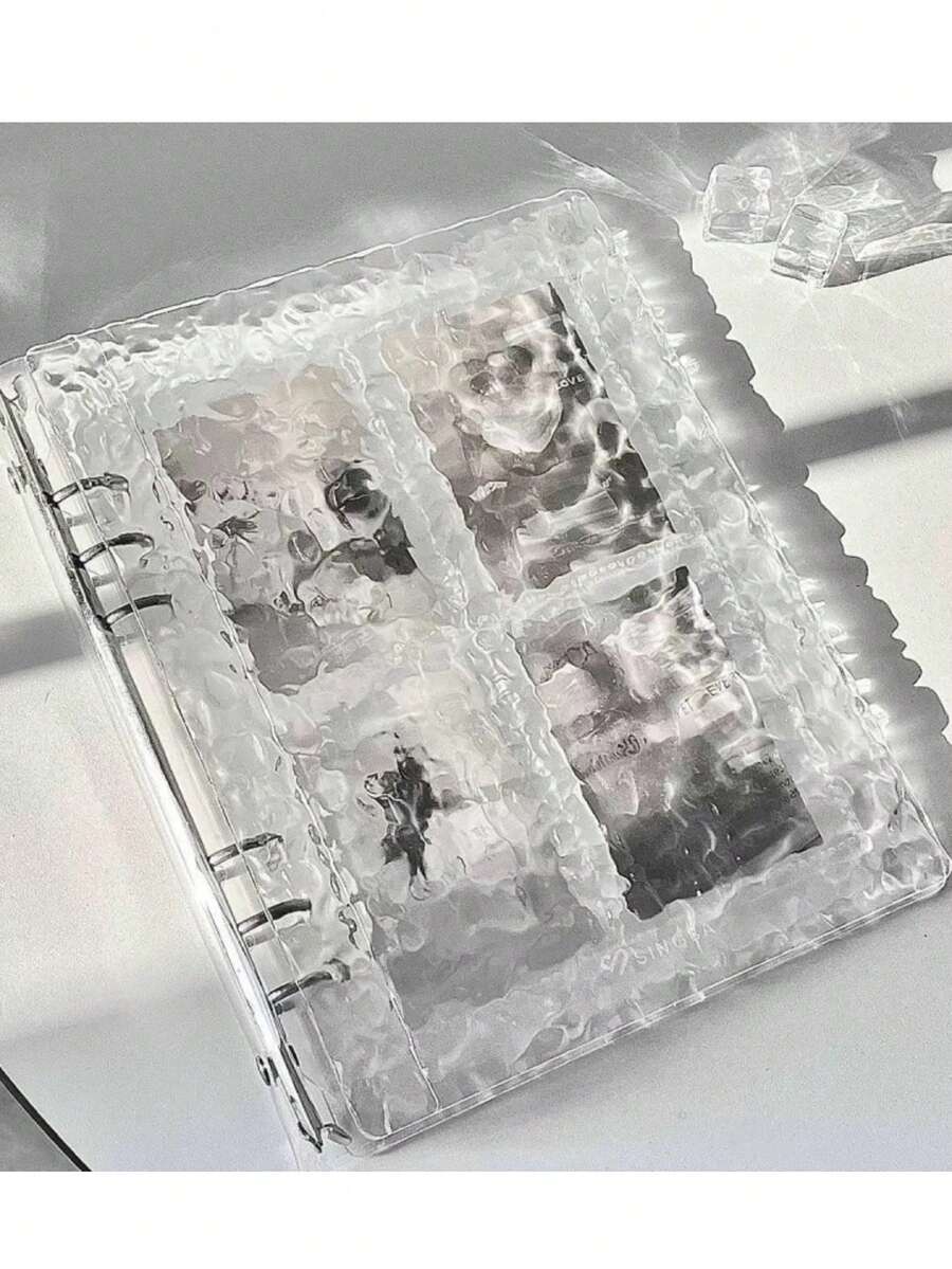 1个水波纹透明A5亚克力收纳相册,四格,三英寸卡片,彩色简约相册 - 多色 - 查看 1