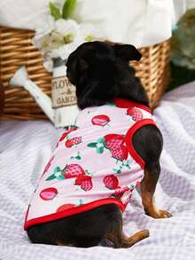 PETSIN 1pc Pink Cute Strawberry Printed Pet Vest - Red - View 6