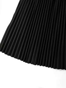 GlowEve CURVE Plus Size Women's Fashion Commuter Puff Sleeve Blazer + Plus Size Women's Fashion Commuter Pleated Skirt 2 Piece Set Two Piece Outfit Women - Black - View 3