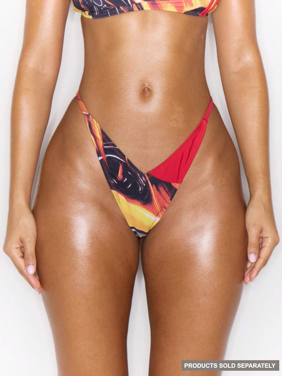 Musera Resort 高腰印花比基尼泳裤（仅限春夏度假性感酷女孩伊比沙岛音乐节假日驿站） - 彩色 - 查看 1