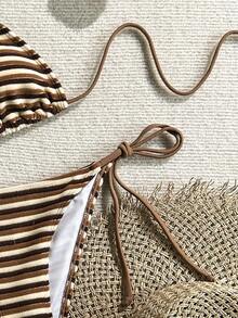 Swim Mod Bộ bikini gợi cảm buộc dây cổ, kẻ sọc, dành cho nữ, thích hợp mặc đi biển mùa hè. - Nhiều màu - Xem 5