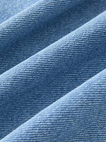 Bộ jumpsuit denim không tay dáng suông hai hàng cúc có thắt lưng dành cho nữ - Màu xanh lam - Xem 8
