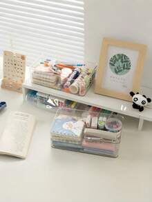 1PC Acrylic Desktop Storage Box Clear Cosmetics Organizer With Drawers Mask Holder Makeup Container Shelf Home - Clear - View 2