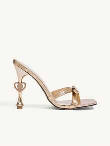 CUCCOO CHICEST 金色时尚休闲露趾女式高跟凉鞋 - 香檳色 - 查看 2