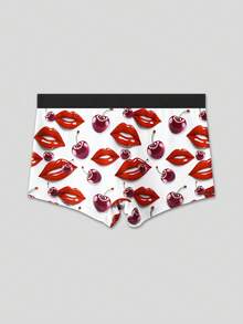 Notgurli Herren Unterhosen Shorts mit buntem Lippen-Muster, modisch bequeme Sport Lässig Boxershorts - Verschiedenfarbig - Übersicht 2