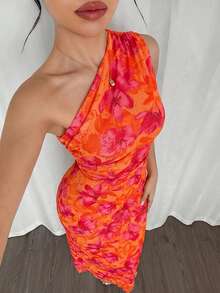 Firerie 女士优雅浪漫时尚通勤性感优雅不对称肩部修身长裙，适合派对、海滩度假、返校、浪漫约会、婚礼季、生日、复活节、春夏穿着 - 彩色 - 查看 7