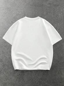 ROMWE MEN Essentials Men's Casual Striped Print Round Neck Short Sleeve T-Shirt - White - View 9