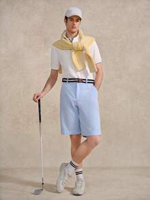 Courvante 男士条纹拼接字母刺绣 Polo 衫，短袖白色，带口袋，透气，常规版型，适合网球、高尔夫等运动，父亲节礼物，送给男友的礼物，男士服装 - 白色 - 查看 6