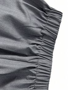 SHEIN Franclia Pantalones de traje de talle alto y cintura estrecha de 7/8 de longitud versátiles para mujer con cinturón - Gris Claro - Ver 5