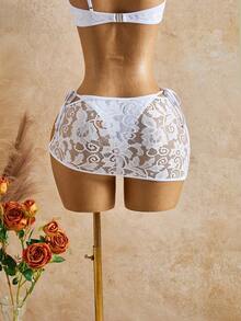 SHEIN Swim Vcay Women's Summer Vacation Beach Side Tie Swimwear Bottom And Cover-Up Skirt - White - View 8