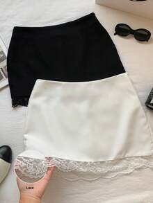 SHEIN EZwear 2件套女士黑白针织中长裙 - 黑與白 - 查看 2