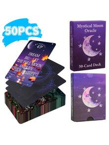 1pc Mystical Moon Oracle Card Deck-Insightful Fortune Telling Cards With Keywords For Guidance On Timing, Life Choices & Relationships, Tarot Cards For Beginners, Funny Party Board Game, Paper Material, Suitable For Teens & Adults - Multicolor - View 10