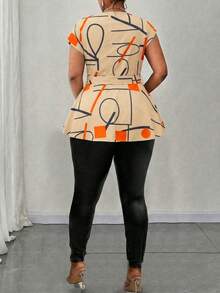 Maweii 大码女式无袖不对称下摆系带性感衬衫，不对称图案休闲度假衬衫 - 彩色 - 查看 2