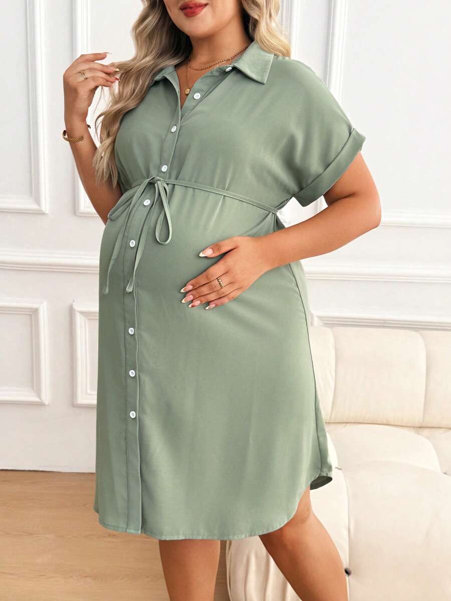 Plussiva 夏季孕妇装大码休闲浅绿色衬衫裙,大码孕妇休闲纯色前扣连衣裙,夏季绿色孕妇连衣裙,夏季孕妇连衣裙,哺乳连衣裙,孕妇办公装,夏季孕妇套装,女士孕妇装,孕妇连衣裙,孕妇装,孕妇装,孕妇连衣裙,孕妇装,夏季裹身连衣裙,女士连衣裙,Zanzea女士连衣裙,女士夏季连衣裙,女士休闲连衣裙,孕妇装,夏季孕妇派对连衣裙,孕妇连衣裙 - 綠色 - 查看 1
