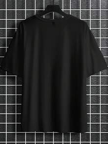NEOREFINED Men's Slogan Print Round Neck Short Sleeve Casual Versatile T-Shirt - Black - View 3
