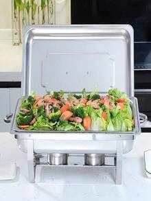 High Quality Insulated Dining Car Set [1/4 Piece Set], Party Food Insulated Stove, Stainless Steel Rectangular Food Storage Insulated Container, Suitable For Indoor And Outdoor Use, Adjustable Temperature, Easy To Clean, Suitable For Catering Services, Birthday Parties, Holiday Gatherings, And Church Activities - Silver - View 12