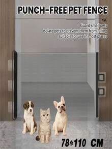 New Anti Cat Running Out Fence, No Need To Drill Holes, Retractable Pet Door Fence, Staircase Door Partition, Small Dog Fence, Cat Barrier - Multicolor - View 8