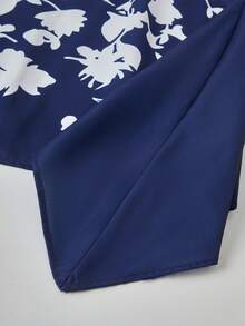 3件套少女休闲度假风亚麻印花衬衫、吊带背心和裤子套装 - 藍色 - 查看 7