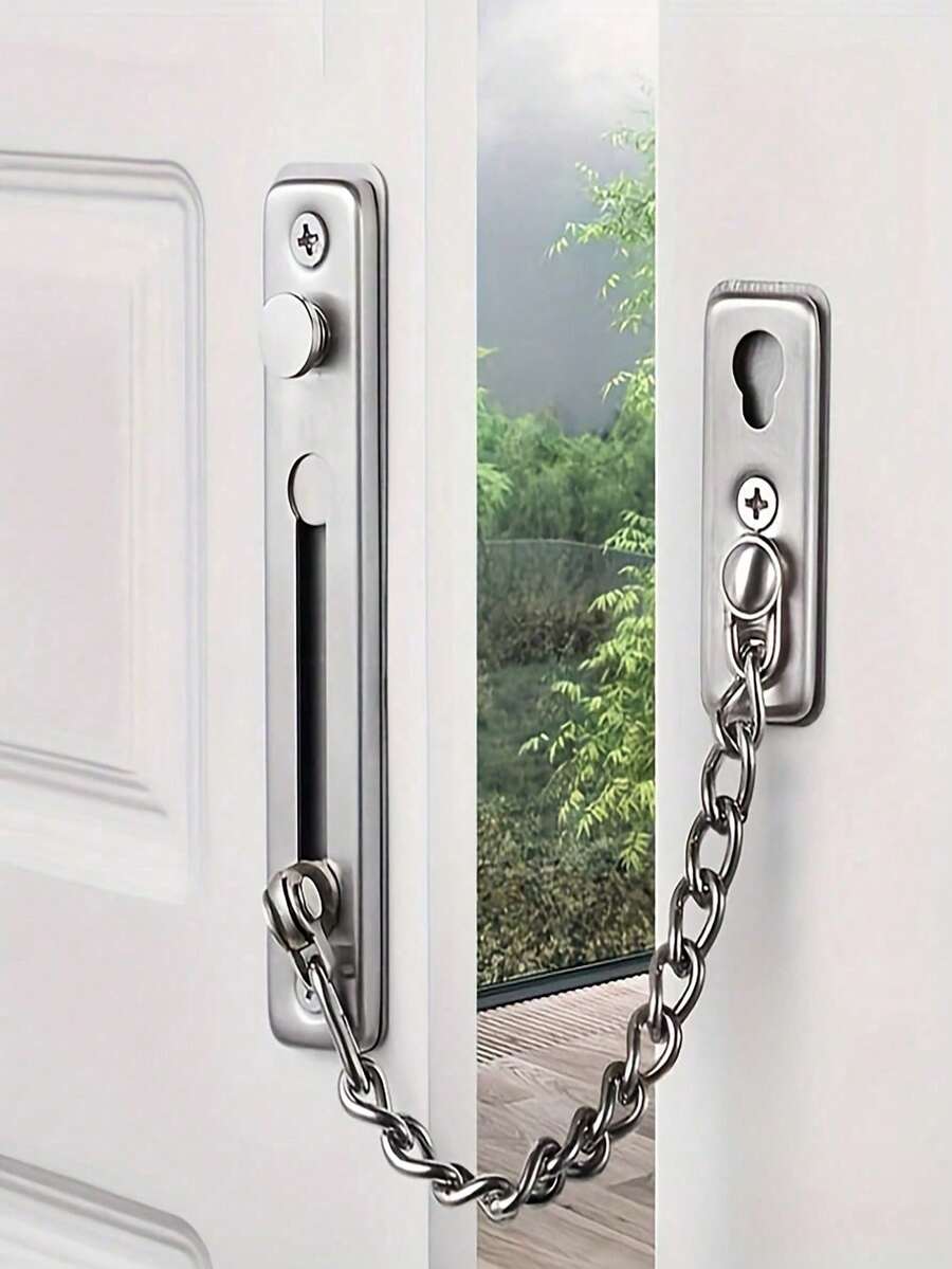 Khóa xích cửa chịu lực cao với lò xo an toàn - Khóa an ninh chống trộm, màu đen mờ, dùng cho cửa trong/ngoài, cửa chính, căn hộ, khách sạn, văn phòng - Tăng cường an ninh và riêng tư, khóa cửa cho nhà ở, an ninh khách sạn, lớp hoàn thiện kim loại bóng bẩy, cấu trúc kim loại bền chắc.