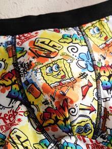 SpongeBob SquarePants | SHEIN 青少年男童弹性腰带休闲平角内裤 - 白色 - 查看 6