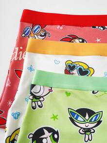THE POWERPUFF GIRLS X SHEIN 女士卡通印花松紧腰平角内裤 - 彩色 - 查看 10