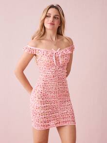 PetitDoll 网状女士性感内衣连衣裙（无钢圈、丁字裤）2 件套 - 粉色 - 查看 4