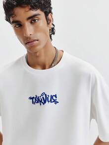 TOKVUE Men's Fashion Personalized Graffiti Letter Print T-Shirt - White - View 8