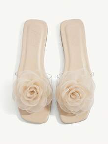 CUCCOO CHICEST Women's Flat Flower Slippers Suitable Outfit For Summer Elegant Sandals Spring Shoes Spring Break Easter - Apricot - View 10