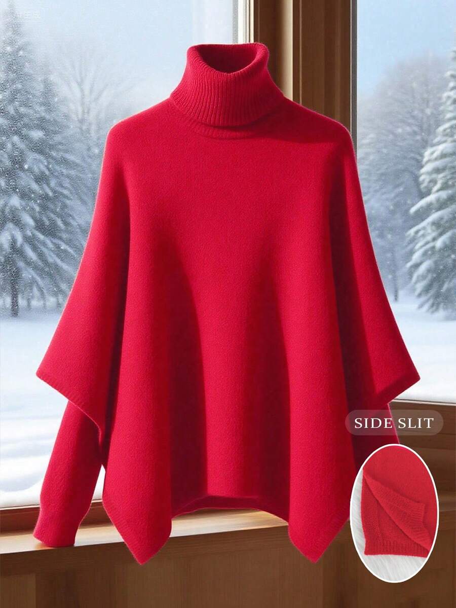 GlowEve Stylish Encore Red Turtleneck Knit Sweater For Women, Autumn/Winter Fall Cloth For Women - Red - View 1