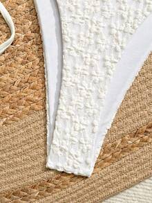 Bonvoyette Bộ bikini tam giác buộc dây cổ gợi cảm 2 mảnh, đồ bơi nữ cho kỳ nghỉ - Màu be - Xem 3
