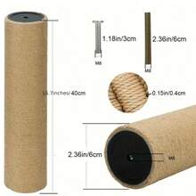 2 Pcs Sisal Rope Posts Cat Tree Replacement Posts DIY Materials Yellow Sisal Rope Cat Scratching Posts For Cats - Yellow - View 2