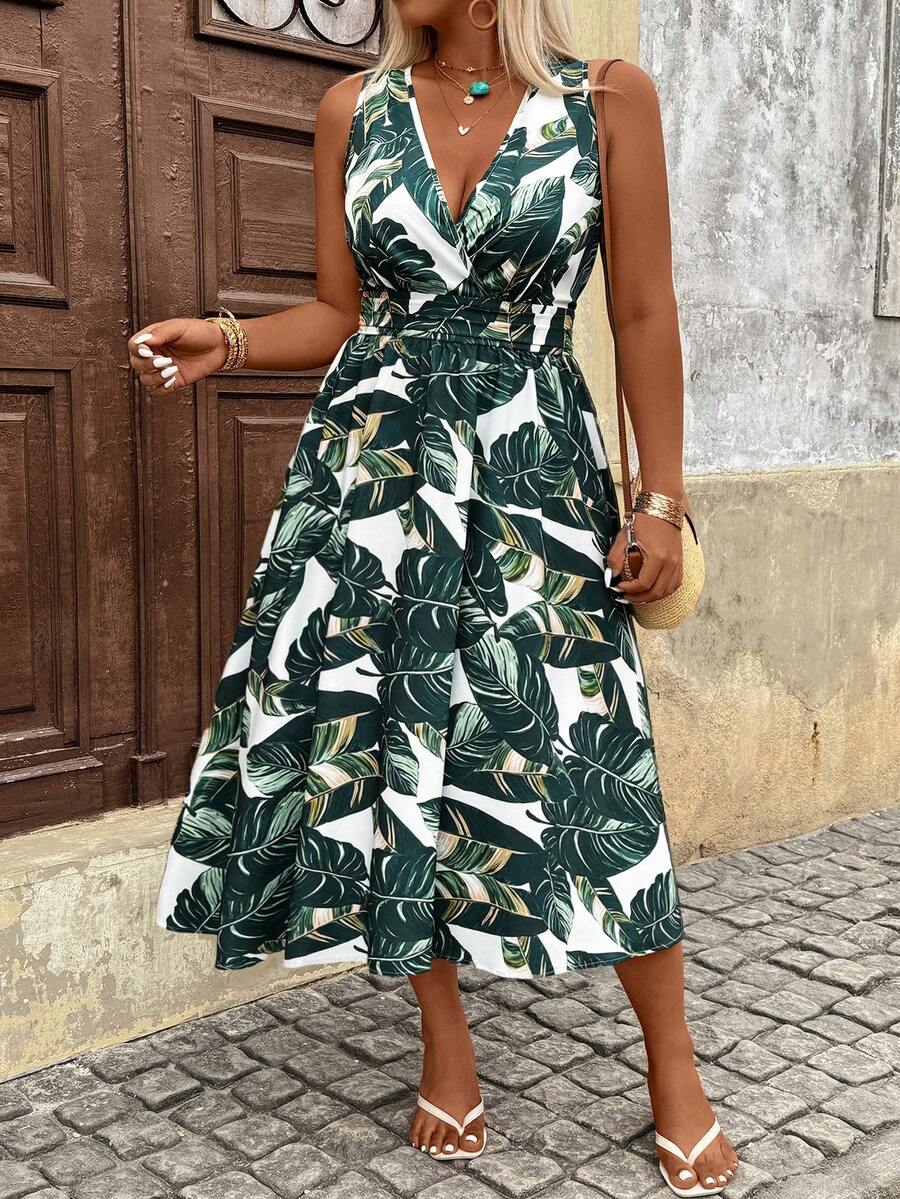 Breezaya Plus Size Women's Floral Print Dress, Romantic & Fashionable For Dates, Versatile For Daily Commute, Spring/Summer - Multicolor - View 1