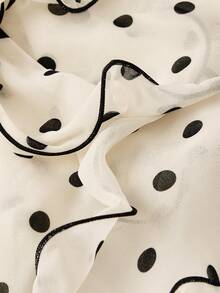 SHEIN MOD Áo hai dây cổ yếm nhiều lớp họa tiết chấm bi dành cho nữ, viền bèo nhún. - Nhiều màu - Xem 7