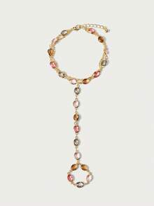 Glisma 18K镀金单件串珠指链，适合派对、休闲、音乐会/节日、夜店、可爱、奢华、舞会、节日、度假、露营、Y2K/送给妈妈/女士/女孩/女性、节日、假日、夏季、海滩、高级 - 酒紅色 - 查看 2