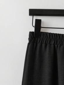 GlowEve 女士翻领无袖背心配腰带和宽松直筒裤两件套 - 黑色 - 查看 3