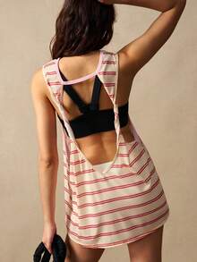 VARSIVA Women Striped Backless Casual Fitness Sports Tank Top - Multicolor - View 10