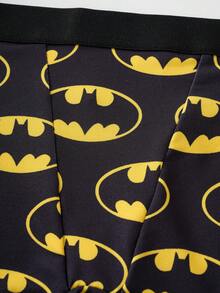 BATMAN X SHEIN 女士卡通印花松紧腰平角内裤 - 黑色 - 查看 5