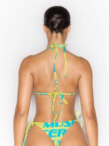 Musera Resort 印花系带比基尼泳裤（仅限春夏度假款）性感酷女孩伊比沙岛音乐节假日驿站 - 黃色 - 查看 3