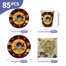 Pirate Voyage Disposable Plates, Napkins And Cups Set, Serves 20 Guests. This Disposable Party Set (Including Plates, Napkins And Cups) Is Perfect For Birthday Parties, Weddings And Family Picnics. - View 2