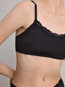 Ocili Áo ngực không gọng viền ren bóng mượt, thoải mái dành cho nữ. - màu đen - Xem 6