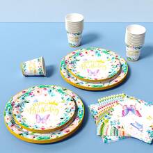 Bộ đĩa, khăn ăn và cốc dùng một lần màu hồng nhạt hình vương miện bướm, phục vụ 8 người. Bộ đồ dùng tiệc dùng một lần này (bao gồm đĩa, khăn ăn và cốc) rất phù hợp cho các bữa tiệc sinh nhật, đám cưới và dã ngoại gia đình. - Xem 4