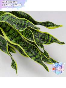 人造虎尾兰盆栽，仿真虎尾兰（Sansevieria Trifasciata）植物，白色花盆，热带仿真虎尾兰，适合家居、办公室、房间室内装饰，乔迁礼物。 - 綠色 - 查看 8